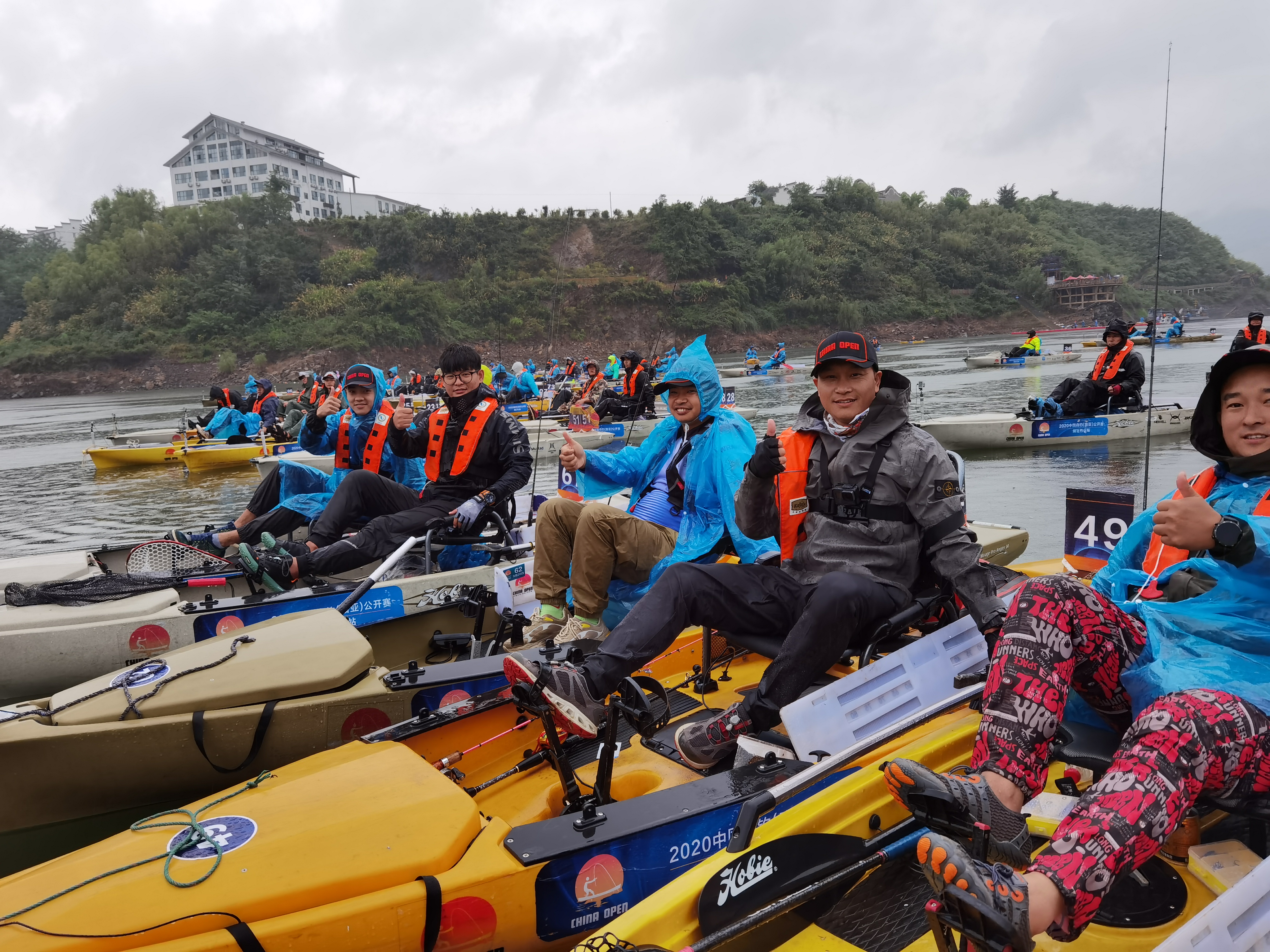 Guests and competitors gathered during a fishing event ceremony