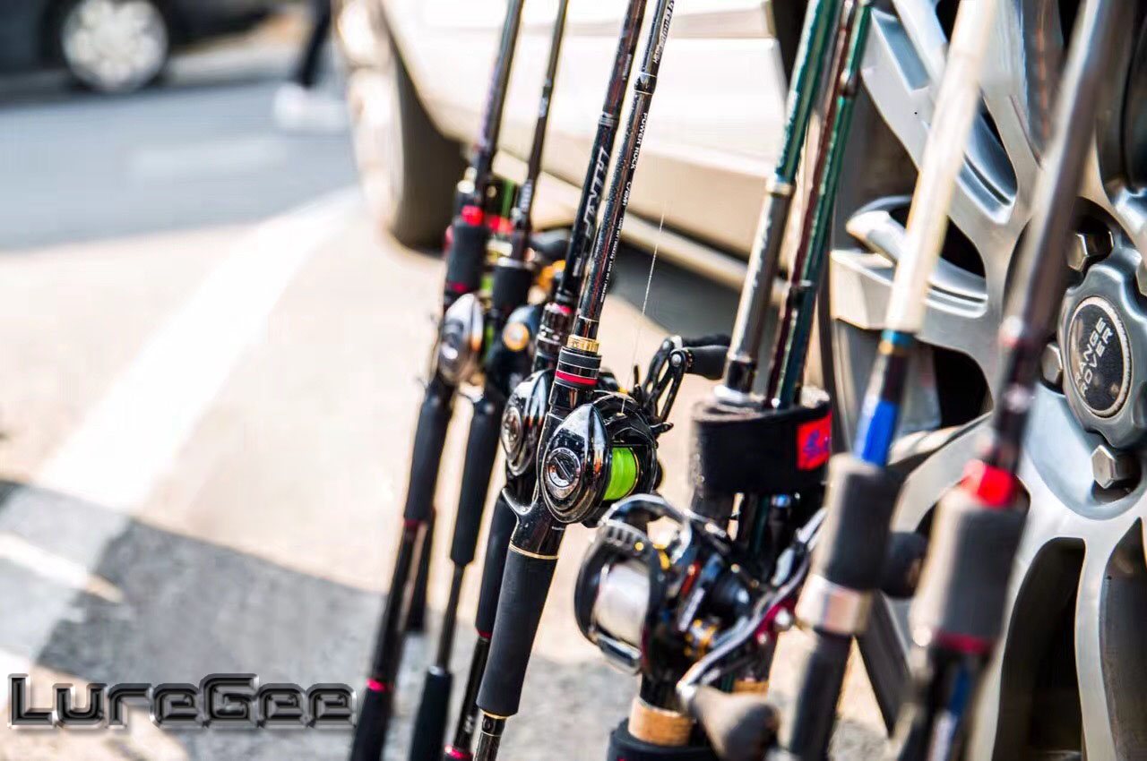 Fishing rods and reels prepared for field use
